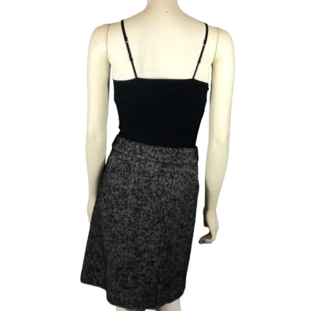 Michael Kors Herringbone Wrap Skirt black & white silver hard wear size 12